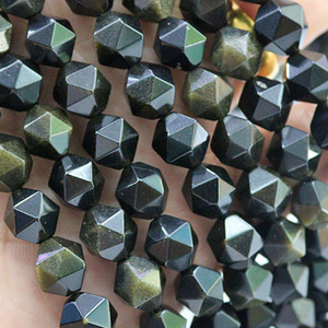 Perle di <span class=keywords><strong>Ossidiana</strong></span> Dorata Naturale Sfaccettate all'Ingrosso per Creazione di <span class=keywords><strong>Gioielli</strong></span>, Perle con Taglio a Diamante - Product Image 6