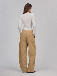 Vintage Washed <strong>Khaki</strong> <strong>Women</strong> Carpenter <strong>Cargo</strong> High Waist Multi Pocket Wide Leg Canvas Trousers Loose Baggy Workwear Ladies <strong>Pants</strong> - Product Image 2