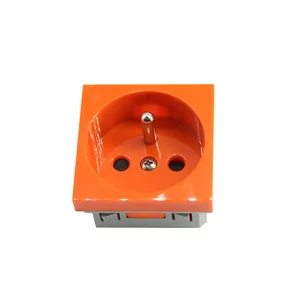 16A Single French Socket Outlets AC Wall Power Socket In Gold Glass Frame And Center Function Part