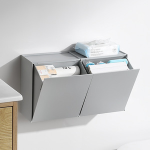 Cesta de almacenamiento montada en la pared Baño Caja de almacenamiento para el hogar Caja de papel higiénico-Estante de caja de pañuelos impermeable - Product Image 1