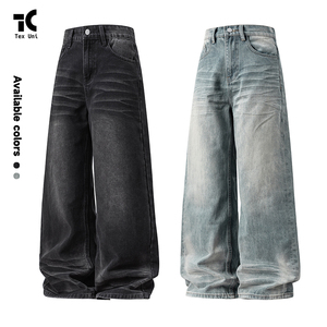 Pantalones vaqueros largos rectos <span class=keywords><strong>de</strong></span> hombre, estilo americano, con efecto 3D, lavado y desgastado, <span class=keywords><strong>de</strong></span> cintura media, holgados, vintage, para verano y otoño. - Product Image 6