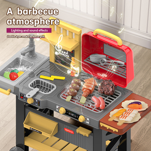 Chariot de barbecue jouet pour enfants avec pulvérisation, son et lumière, ensemble de jeu de simulation de cuisson à 2 niveaux, jouet de <span class=keywords><strong>cuisine</strong></span> pour jeu de rôle - Product Image 4