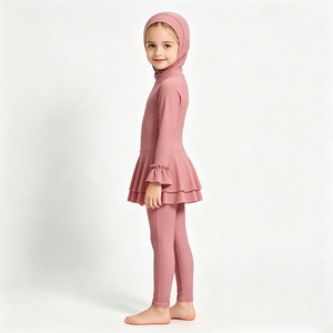 Kids Muslim Burkini 3-Piece Swimsuit Full Coverage <b>Modest</b> Swimwear <b>Set</b> Long Sleeve Matching Hijab For Girls - Product Image 2