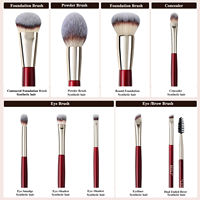 Hochwertiges 9-teiliges Make-up-Pinsel-Set mit Holzgriff und weichen synthetischen Borsten für Lidschatten, Foundation, Blending und Eyeliner