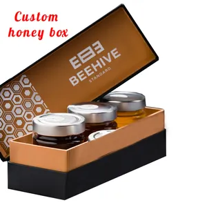 Luxury Custom Logo Honey Glass Jar Bottle Paper Packing Gift Box Honey Packaging Box