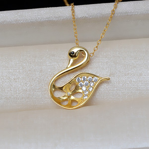Colgante de Plata S925 con Forma de Cisne y Perla de 8-10 mm, Colgante para Cabello Femenino, Accesorios para Manualidades, Bandeja Vacía, Producto Semiterminado 3888 - Product Image 4