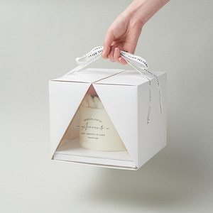 Wholesale 4/6/8 Inches Square Transparent <strong>Gift</strong> <strong>Box</strong> Luxury Wedding Birthday <strong>Cake</strong> Storage Clear Packaging <strong>Box</strong> With Ribbon - Product Image 2