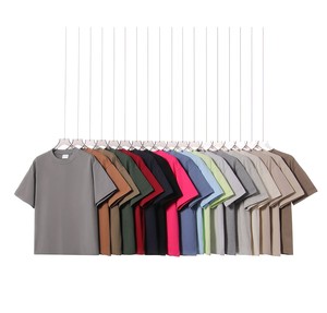 Camiseta de Verano Personalizada para Hombre, de Algodón Grueso de 300 g/m², Hombros Caídos, Color Sólido, Manga Corta, Venta al Por Mayor - Product Image 2