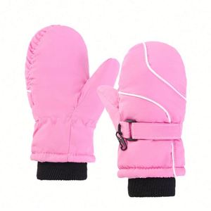 Mitaines et gants de ski chauds d'hiver imperméables à motif alphabet faites à la main pour enfants, filles et garçons, cadeau promotionnel - Product Image 1