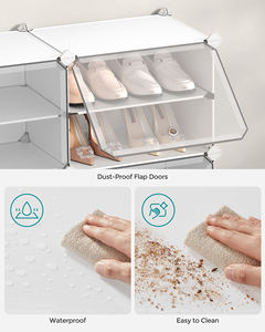 תיבת אחסון שירים מפלסטיק מחזיק 24 זוגות של נעליים מתלה אוחזת לארגן ארון אחסון נעליים בגודל 6 שכבות לארון ולכניסה - Product Image 5