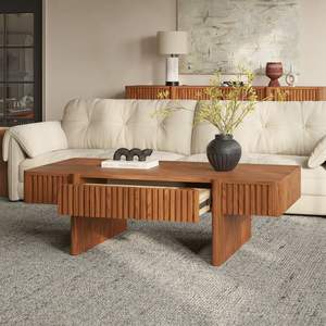 Ajunion โต๊ะกาแฟไม้วอลนัทแบบมินิมอลลิสต์หรูหราตู้ลิ้นชักที่มองไม่เห็นโต๊ะกาแฟสี่เหลี่ยมสำหรับเฟอร์นิเจอร์ห้องนั่งเล่น - Product Image 2