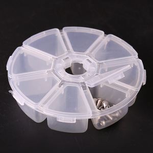 Round Plastic <b>Storage</b> <b>Box</b> 8 Compartments With <b>Lid</b> For Tools Desk Organizing <b>Small</b> Parts - Product Image 2