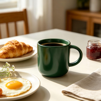 Vente en gros de tasses à café en céramique personnalisées avec logo par sublimation, 340 CC, réutilisables, écologiques, adaptées aux aliments, compatibles lave-vaisselle et micro-ondes, cadeaux d'affaires