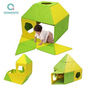 Asweets Piastrelle Magnetiche Personalizzate OEM ODM per Bambini, 18 Pezzi Grandi Pannelli da Costruzione in Schiuma EPP, Gioco Aperto per Bambini Piccoli, Giallo Verde - Product Image 2
