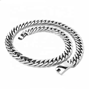 Collier en acier inoxydable pour <span class=keywords><strong>homme</strong></span>, couleur argent, 20 à 32 pouces, chaîne cubaine épaisse et lourde, vente en gros - Product Image 1