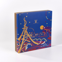 Goldfolie-Turm Grafik-Beschichtete Hartkarton-Box mit Satin-Futter Festliche Mondkuchen-Geschenkverpackung