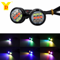 YD 23mm 9 LED RGB Eagle Eye DRL Lumière de jour 12V 3x3 LED en aluminium étanche Stroboscope pour moto et voiture, fixation par vis