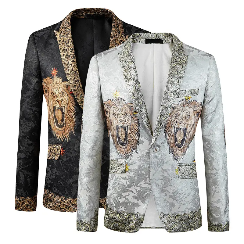 2023 Quatro estações dos homens solteiros Blazer Personalizado tigre cabeça impresso terno para homens Novo design jacquard terno para homens