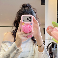 Coque de téléphone en silicone motif tulipe 3D style Cottagecore avec support pour iPhone 18 17 Pro Max 16 15 14 13, protection florale et poignée intégrée