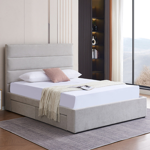 Modern Luxury Italian Master Bedroom Double Leather <b>Bed</b> Furniture Set - Product Image 2