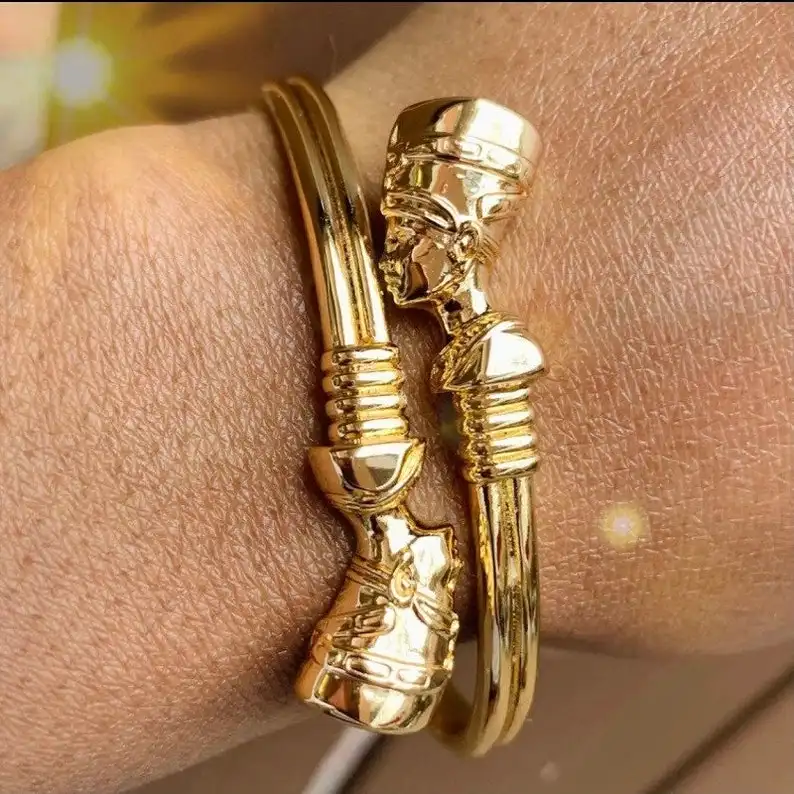 Vintage Adjustable Bracelets & Bangles 18K Gold Plated African Cuff Bracelet Egyptian Nefertiti Bracelet Bangles For Women