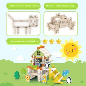 <span class=keywords><strong>Kit</strong></span> de construction éducatif en <span class=keywords><strong>bois</strong></span> avec plaque de base pour enfants, thème bâtiments modernes, échelle 1:48, grandes et petites briques - Product Image 4