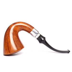 Pipe à fumer artisanale en bois de bruyère laqué, style italien, grande, courbée, classique, premium, portable, en bois de bruyère courbé - Product Image 5