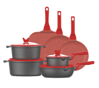 Ensemble de 21 casseroles, poêles et grillades en aluminium sans PFOA, antiadhésif