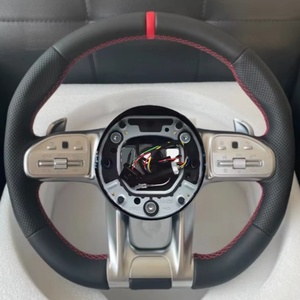 Volant en cuir pour Mercedes Benz Classe C E S G C43 E53 E63 G63 G500 G55 <span class=keywords><strong>AMG</strong></span> <span class=keywords><strong>GT</strong></span> <span class=keywords><strong>S63</strong></span> GLE63 GLA45 W223 - Product Image 1