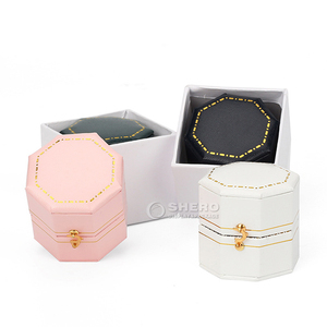 Caja de Joyería Octogonal de Lujo de Poliuretano con Logotipo, Caja de Embalaje para Collares y Joyas - Product Image 4
