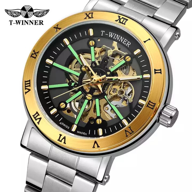 WINNER Automatic Mechanical Men Watch 2022 New Design Perspective Man Clock Luxury Waterproof Skeleton Men Mechanical Watches