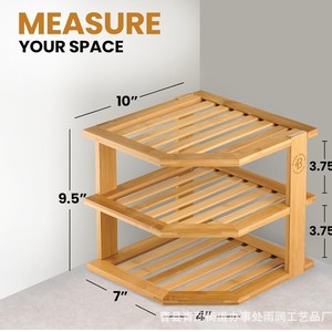 Estante de Especias de Esquina de Madera, Estante de Almacenamiento de Cocina de Bambú de 3 Niveles, Estante Organizador Multifuncional - Product Image 4