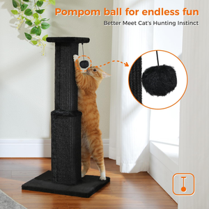 Rascador Grande para Gatos de 32 Pulgadas de Alto, Rascador Negro para Gatos Adultos de Interior, Rascador Definitivo con Sisal Tejido - Product Image 3