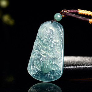 Colgante <span class=keywords><strong>de</strong></span> Dragón del Zodíaco <span class=keywords><strong>de</strong></span> <span class=keywords><strong>Jade</strong></span>íta Natural Grado A, Dragón Azul Agua en el Cielo, Tipo Hielo, Estilo Étnico Unisex, Venta al por Mayor - Product Image 2