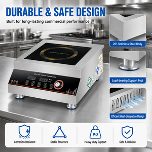 Estufa de Inducción Cóncava Comercial de 6kW, Cocina de Inducción de Acero Inoxidable 201 para Hotel, Restaurante y Cocina - Product Image 5