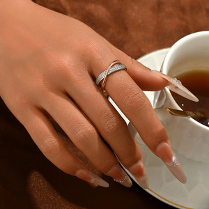 Anillo geométrico para mujer con micro pavé de circonitas, joyería para el dedo índice, regalo - Product Image 2