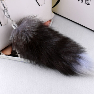 25cm Real fox Tailfox Tail Faux Fur Keychain Multi-layer Plush Key Chainfox Racoon Tail