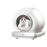 Kotak Pasir Kucing Otomatis Pembersih Sendiri Toilet Kucing Pintar Kontrol APP Anti Jepit Penghilang Bau Ganda Kapasitas 65L untuk Banyak Kucing