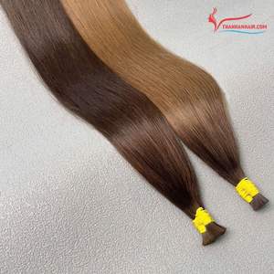 Extensions de cheveux vierges Remy blondes lisses 100 % vietnamiennes Thanh, prêtes à être expédiées, toutes couleurs, teintables, 100 g en vrac, brutes - Product Image 6