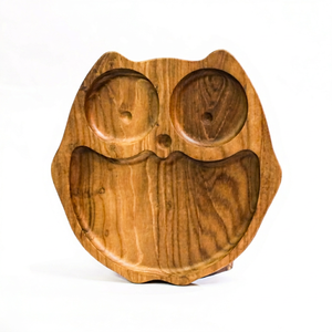Plato de Entrenamiento para Niños de Madera de Teca Natural, Bandeja de Alimentación para Niños Pequeños con Múltiples Compartimentos, Plato de Comedor Ecológico, No Tóxico, para Uso Doméstico - Product Image 1