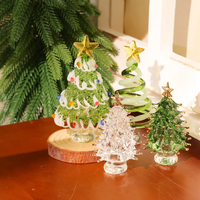 Sapin de Noël miniature en verre fait main pour la décoration de table de Noël, sapin de Noël en verre style Murano coloré, ensemble de décorations de Noël en verre, ensemble cadeau