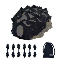 Housse de casque camouflage Ghillie couleur unie noire, découpe laser irrégulière avec 6 feuilles de simulation supplémentaires