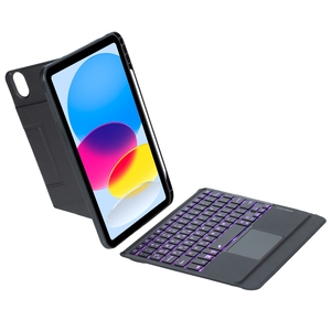 เคสหนังสำหรับ <span class=keywords><strong>iPad</strong></span> (2025) / 10.9 (<span class=keywords><strong>2022</strong></span>) พร้อมคีย์บอร์ดเรืองแสงแบบถอดได้และขาตั้งลอย - สีดำ - Product Image 2