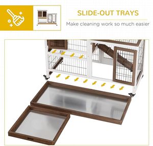 قفص الحيوانات الصغيرة في الأماكن المغلقة بعجلات الخشب المغلقة تشغيل الحيوانات الأليفة الإسكان للأرانب خنازير غينيا الأرانب - Product Image 4