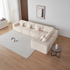 Sofá Seccional Modular Moderno Tapizado Convertible de Tres Plazas en Forma de L, de Tela, Sin Brazos, para Apartamento o Villa, Duradero - Product Image 3