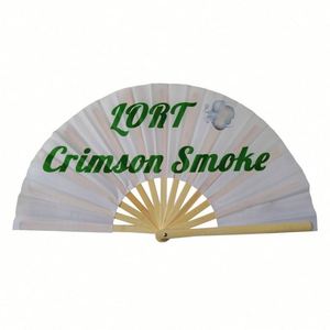 Uv Glow Rave Folding Women Large Bamboo 33Cm Chinese Style Carved Advertising Hand Held Fan Velvet <b>Bag</b> for Parties - Product Image 3