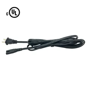 Shenzhen Manufacturer UL/CUL Listed USA Canada SPT-2 13Amp 125V NEMA 1-15P 7A 125V to IEC C7 AC Power Cord