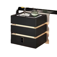 Table de chevet moderne à 3 tiroirs avec LED intelligente 3 couleurs, empreinte digitale, Bluetooth, recharge sans fil, mobilier de chambre à coucher écologique