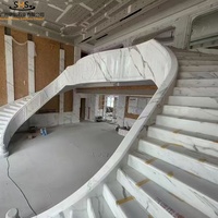 Escalier en colimaçon en marbre sur mesure, luxe, circulaire, moderne, pour intérieur, fourniture directe d'usine, villa, hôtel, projet commercial