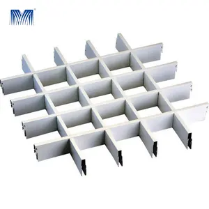 Clip in tiles metal linear baffle lay in pane honeycomb heat resistant whole house gusset plate grille aluminum grid ceiling